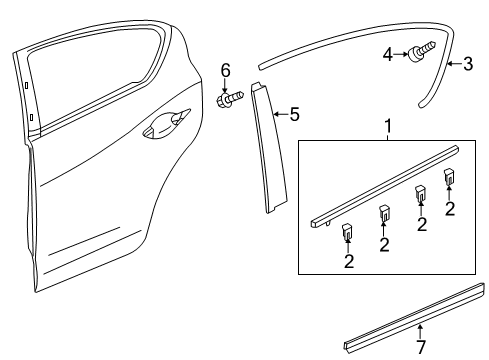 2022 Acura ILX Exterior Trim - Rear Door Diagram