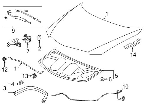 2022 Acura ILX Hood & Components Diagram